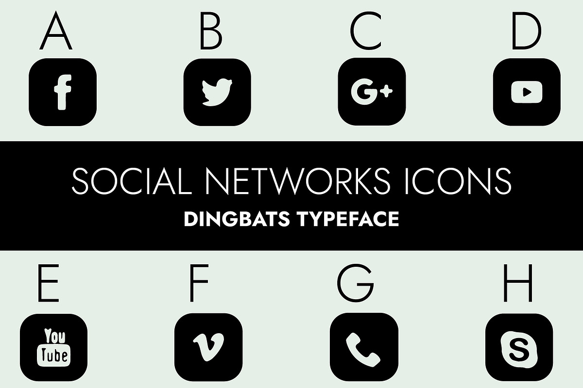 Social Networks Icons Dingbats Font, a Symbol Font by Minimalartstudio (Photo 1 of 7)