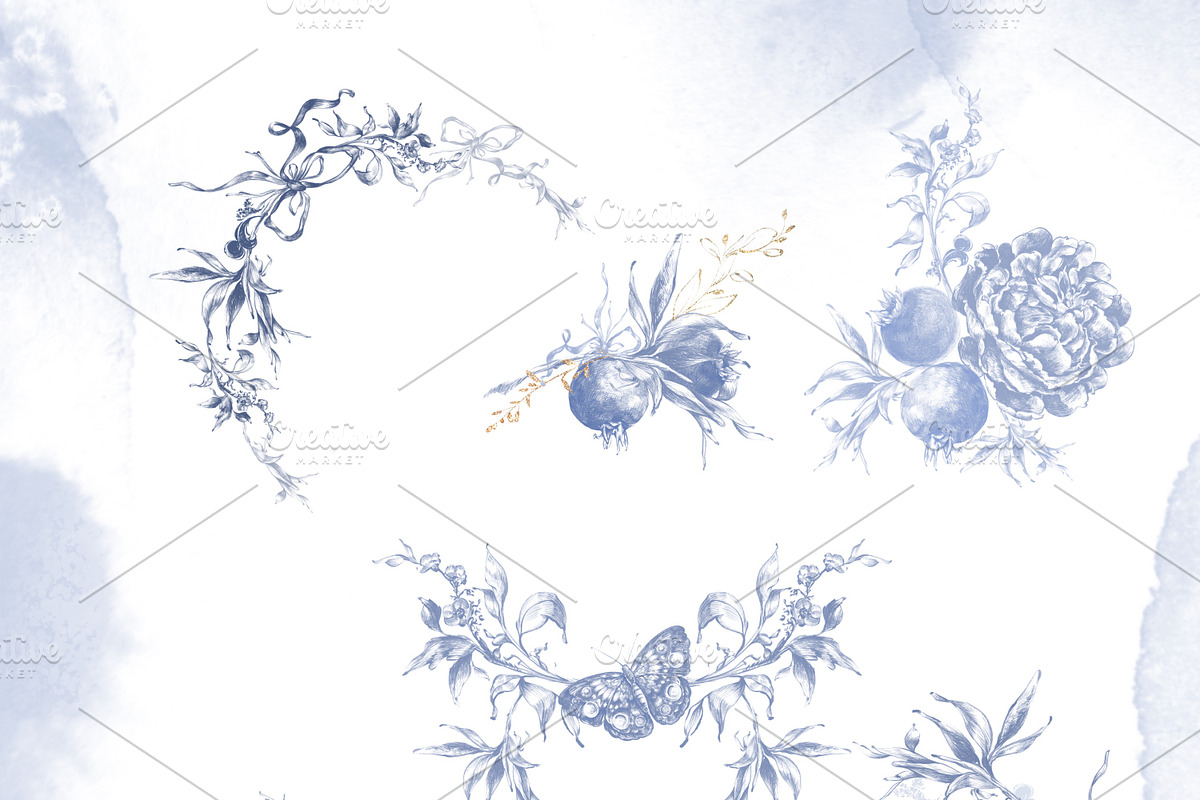 Flowers victorian baroque bundle, a Decorative Illustration by Edith’s World (Photo 3 of 9)