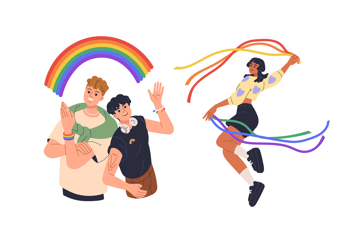 LGBTQ people & rainbow flags set, a Person Illustration by Good Studio (Photo 4 of 7)