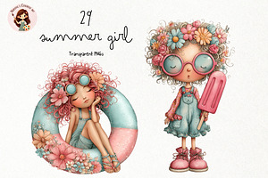 Summer Girl PNG Clipart Watercolor, a Seasonal Illustration by Nicolle's Colorful Art