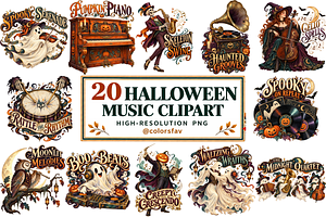 Halloween Music Clipart Bundle