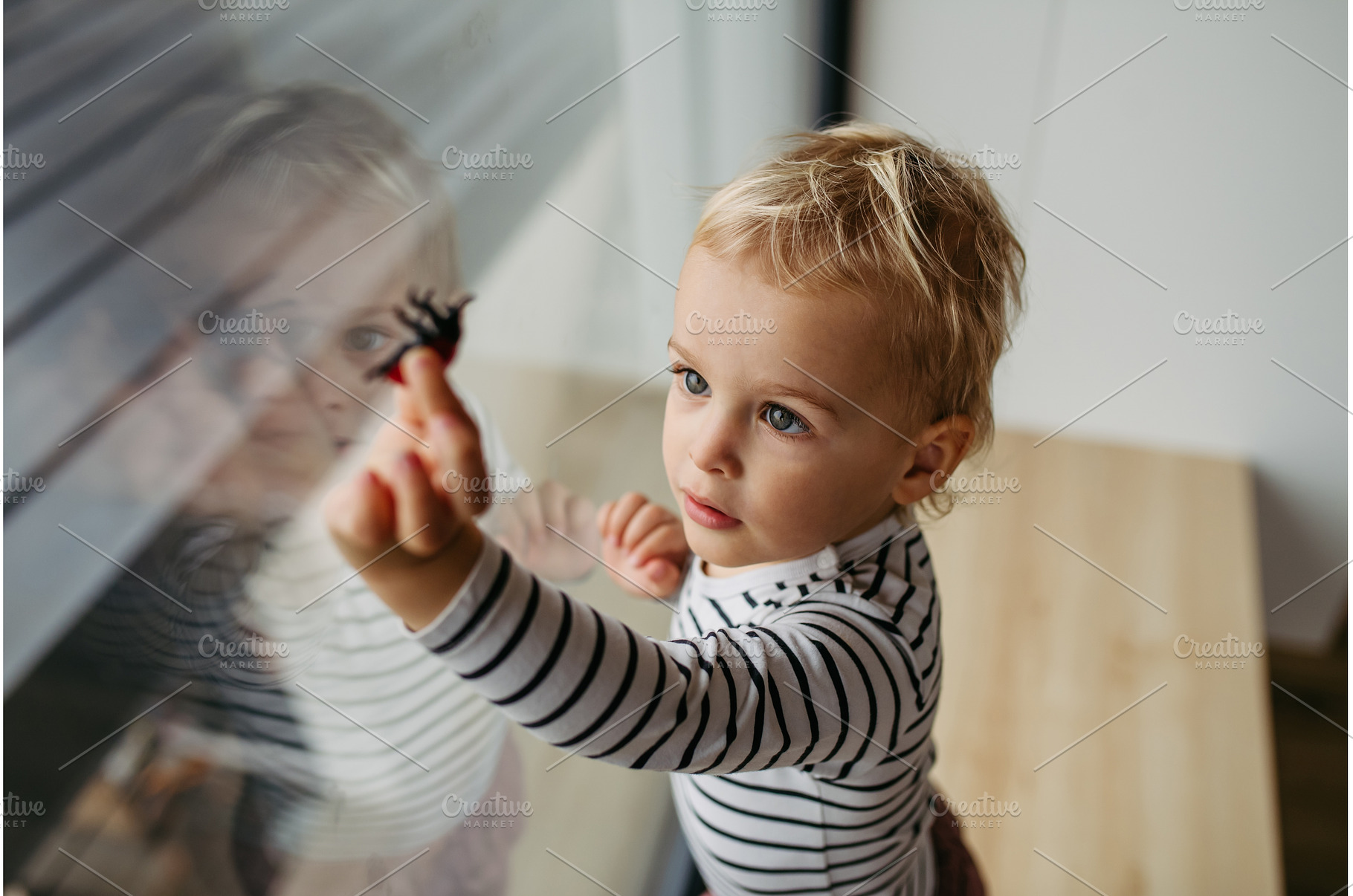 Adorable toddler boy playing with, a Person Photo by HalfPoint