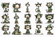 Quirky Funny Christmas Cat Clipart, an Illustration by Craft Nest (Thumbnail 3 of 6)