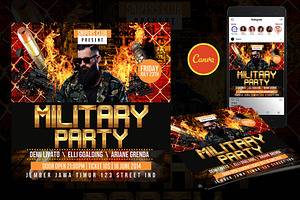Military Party Flyer Canva Template