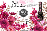 Watercolor floral fashion clipart, an Illustration by KarinkaBU (Thumbnail 1 of 9)