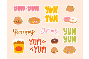 Fast food stickers pack. Junk food, a Food Illustration by Valerie Bodnar
