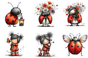 Whimsical spring ladybug clipart, an Illustration by CreationArt (Thumbnail 4 of 7)