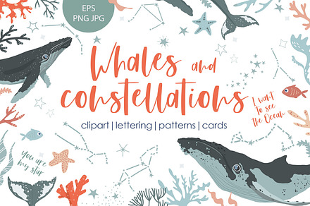 Whales and constellations collection