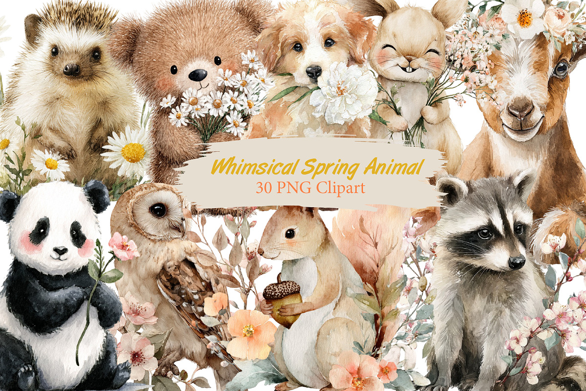 Whimsical Spring Animal Clipart, an Illustration by DreamArtGraphic (Photo 1 of 4)