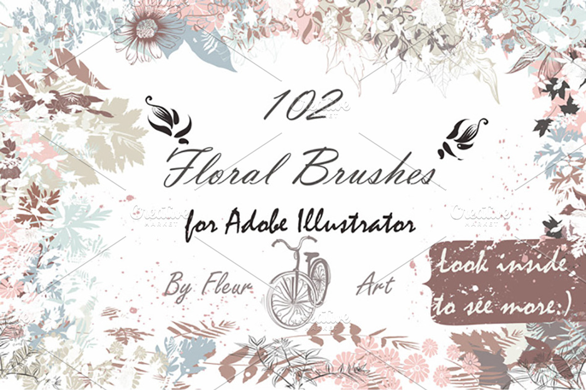 Mega brushes bundle for Illustrator, a Brush Add-On by FleurArt