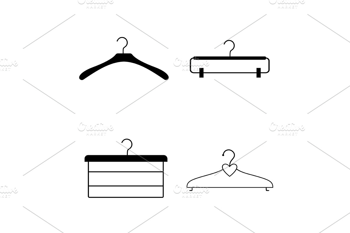 Clothes hanger silhouettes icons, an Object Illustration by Elen_Art