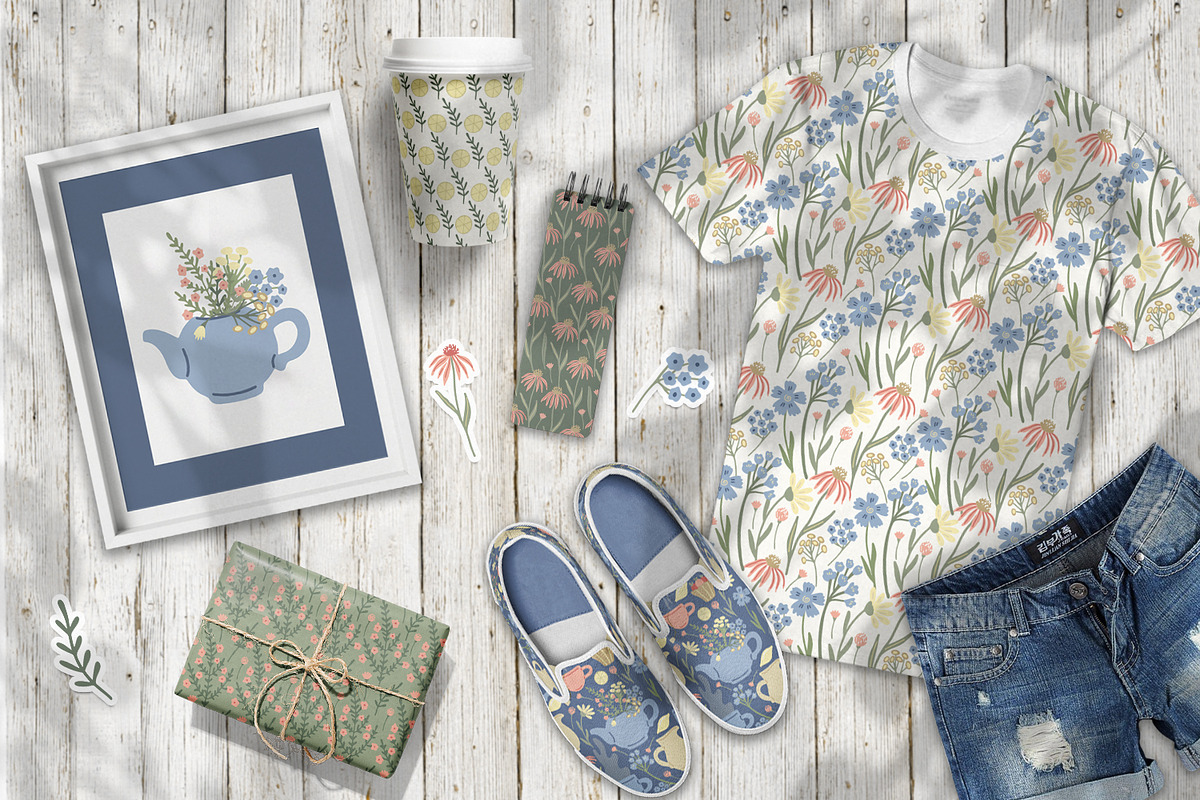 Herbal tea clipart and patterns, a Pattern Graphic by Anna Druzhkova (Photo 14 of 15)