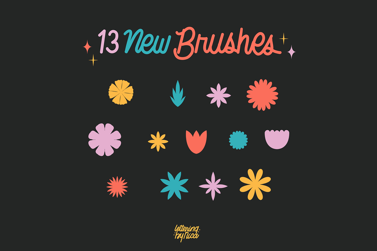 Floral Brush Pack for Procreate, a Brushes & More by letteringbynica (Photo 2 of 2)
