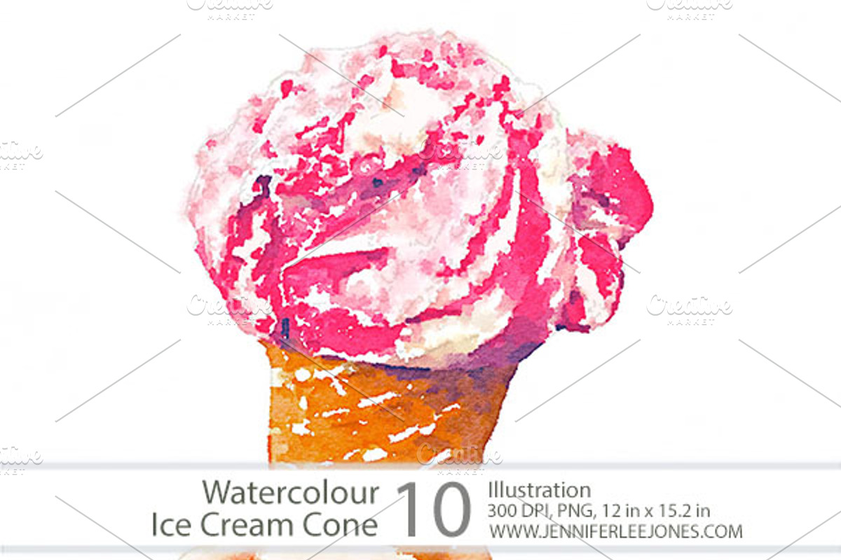 Watercolor Ice Cream, an Object Graphic by Jennifer Lee Jones (Photo 2 of 5)