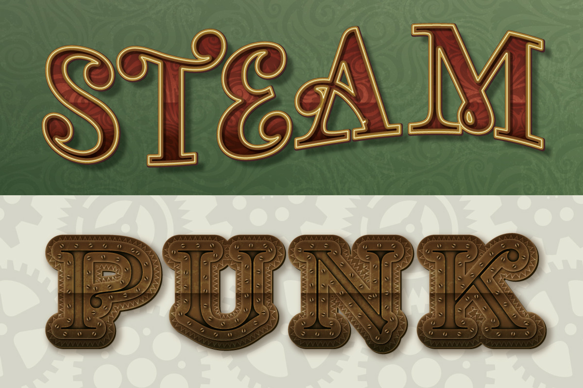 Steam Punk Text Styles + Bonus, a Layer Style Add-On by The Artifex Forge (Photo 3 of 4)