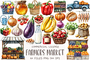 Farmers Market Watercolor Clipart, an Illustration by OK Design (Thumbnail 1 of 5)