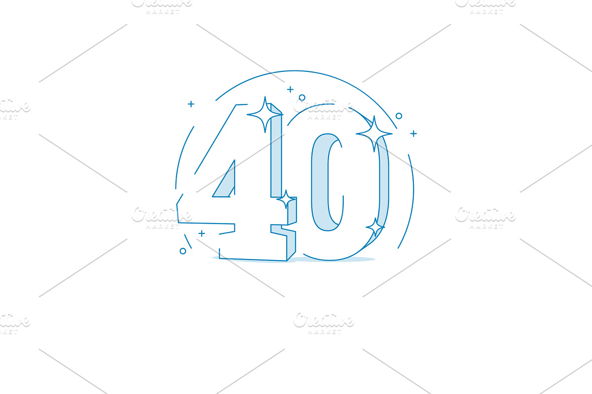 Anniversary 40. 3d number forty, an Outline Icon by Sunny (Photo 2 of 2)