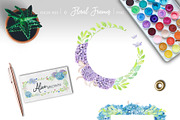 Watercolor Hydrangea Floral Clipart, an Illustration by ColorfulNest (Thumbnail 4 of 7)