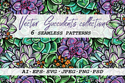 6 seamless patterns with succulents, a Pattern Graphic by AV Design (Thumbnail 1 of 8)