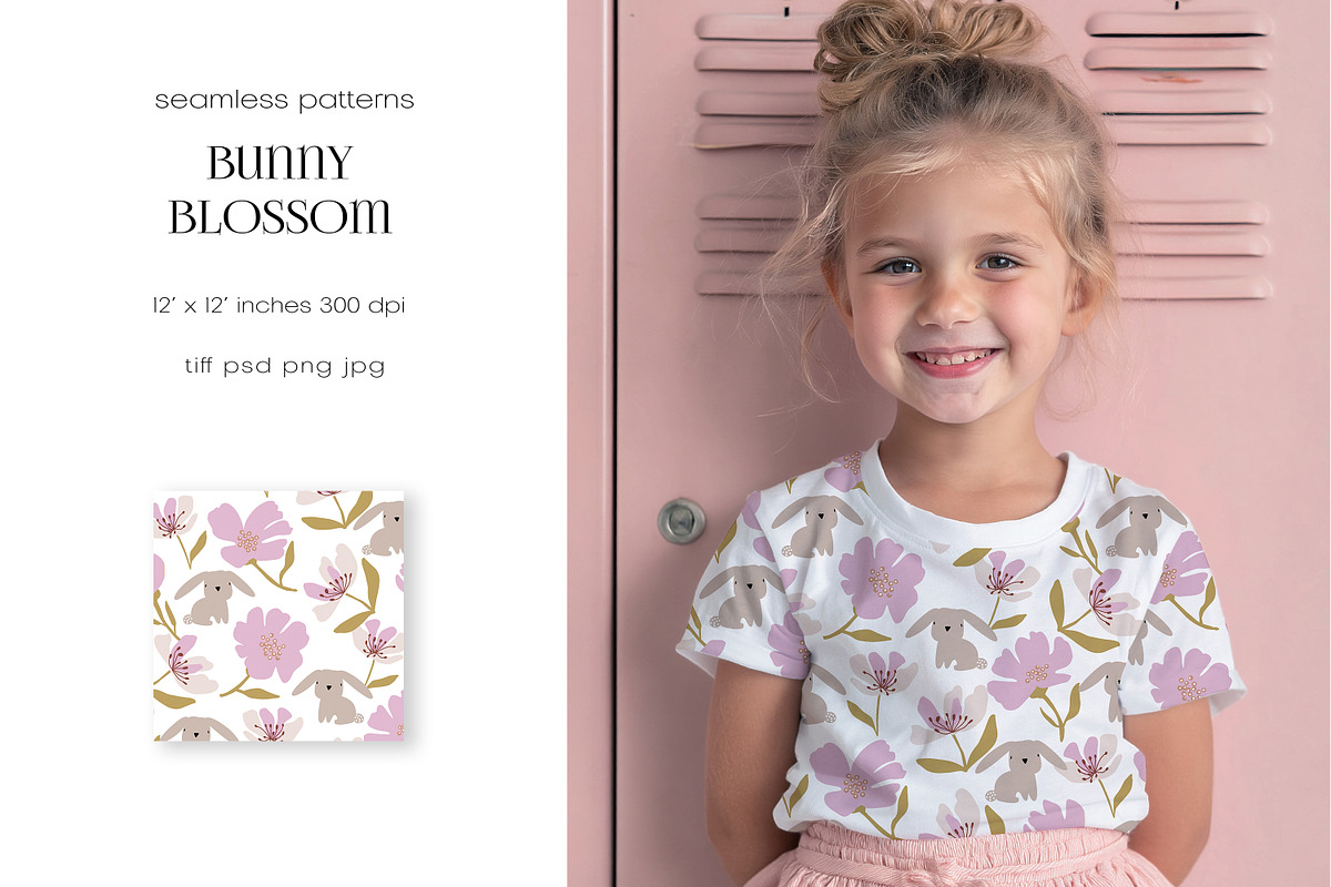 Bunny Blossom – Patterns Collection, a Pattern Graphic by PROTEA Watercolor Studio (Photo 4 of 8)