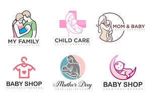 set of mother and baby logo design, a Branding & Logo Template by meledak agency