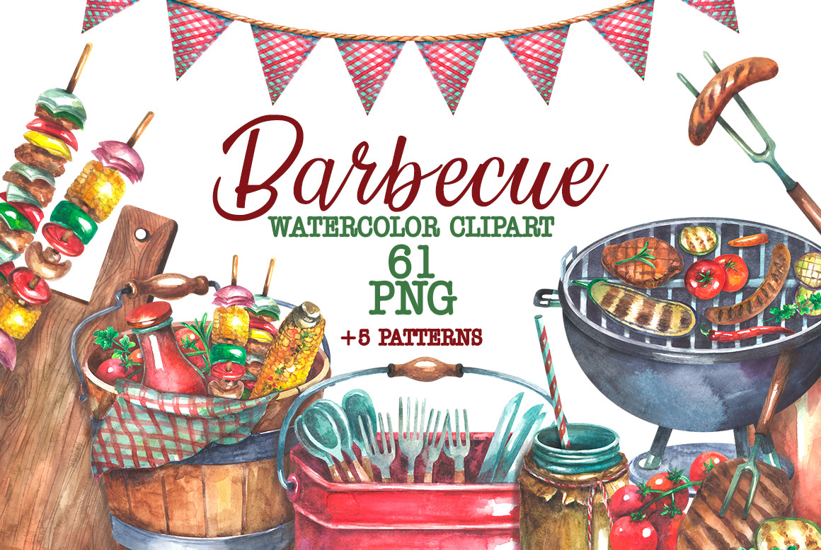 Barbecue Watercolor clipart, a Food Illustration by FITALARTSNEDIGI