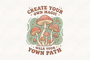 Boho Retro Mushroom PNG Sublimation, an Object Illustration by CraftArtStudio