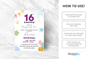 Editable 16 Birthday Invitation, an Invitation Template by Snapybiz (Thumbnail 7 of 9)