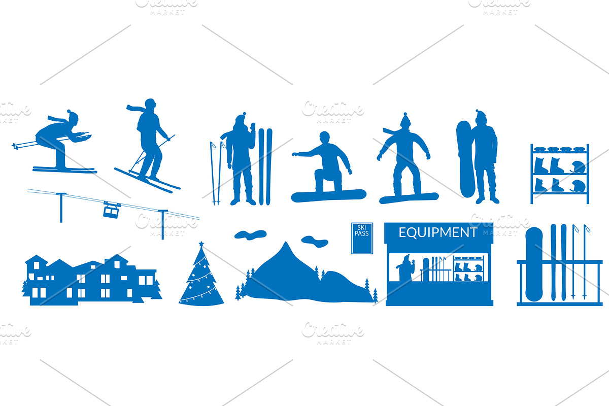 Winter ski resort people and, a Sport Illustration by SiberianArt