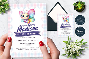 Cute Butterfly Birthday Invitation, an Invitation Template by Tracia Creative