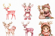Watercolor Cute Pink Reindeer PNG, an Illustration by Craft Nest (Thumbnail 5 of 6)