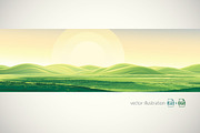 Summer landscape in panoramic format, a Seasonal Illustration by Countryside life (Thumbnail 3 of 9)