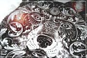 Ornamental Hand Drawn Wolf, an Animal Illustration by alexrockheart (Thumbnail 2 of 4)