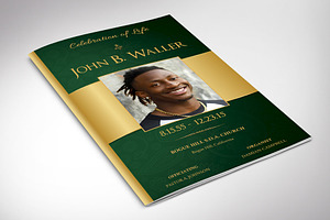 Green Gold Regal Funeral Program Wrd