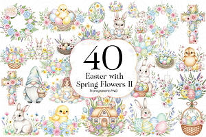 Easter Floral Clipart PNG Spring.