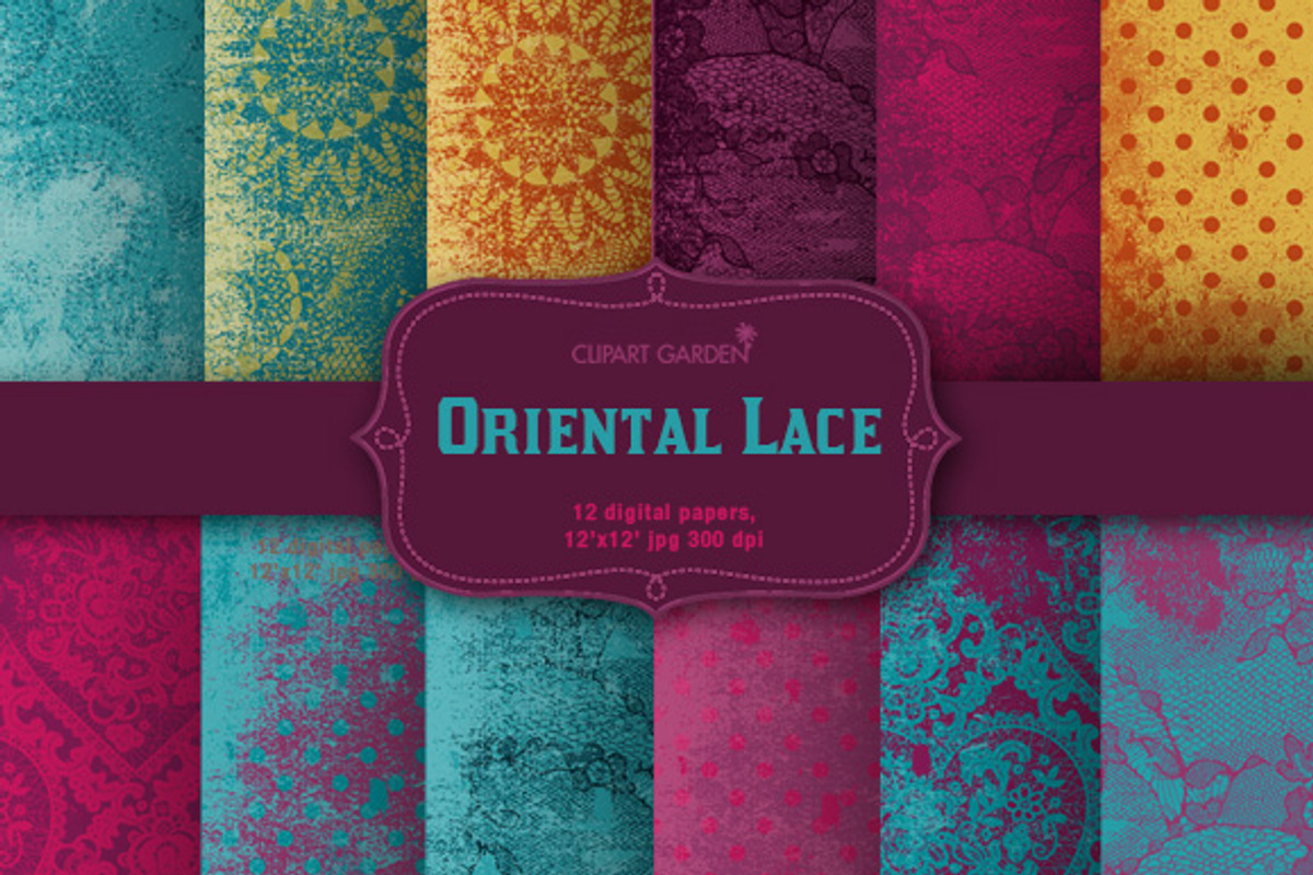 12 Lace patterned papers