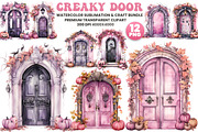 Watercolor Halloween Creaky Door PNG, a Seasonal Illustration by Creative Arslan (Thumbnail 1 of 7)