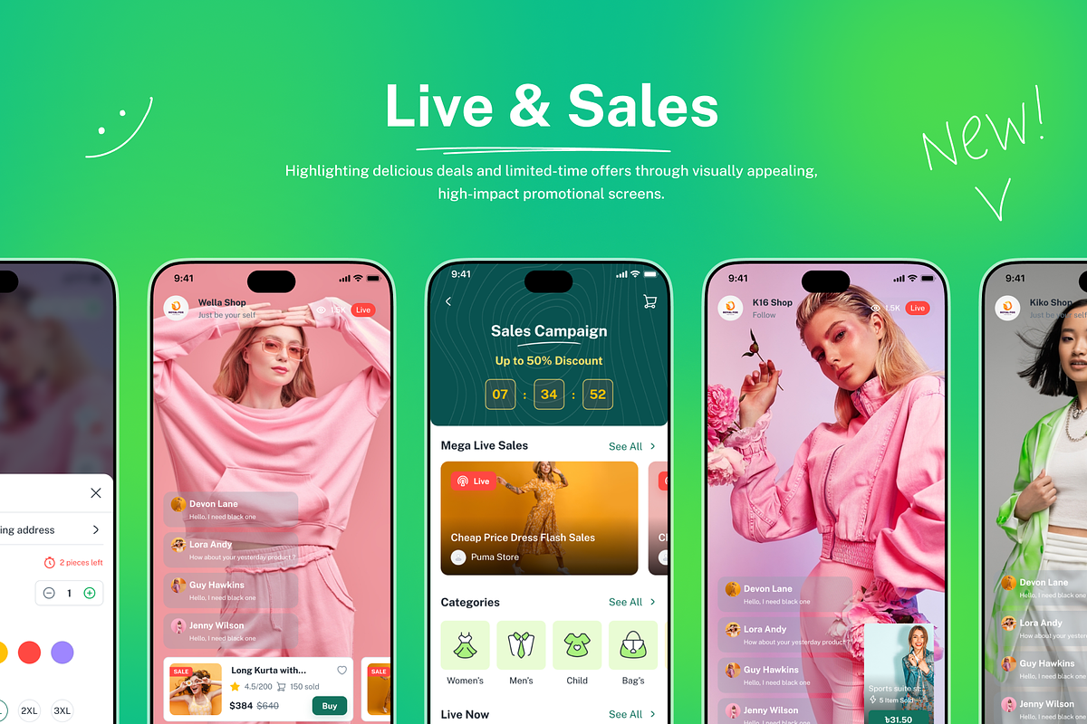 Live Shopping Mobile App Figma UI, an UI Kit Template by RiveupDigital (Photo 7 of 9)