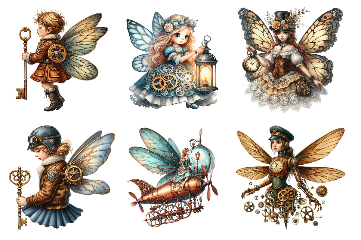 Steampunk Fairy Clipart PNG, an Illustration by SinaCreation (Photo 2 of 5)