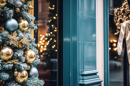 Christmas decoration details on English styled luxury high stree, a Holiday Photo by Anneleven