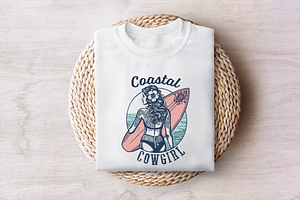 Retro Coastal Cowgirl PNG Vintage