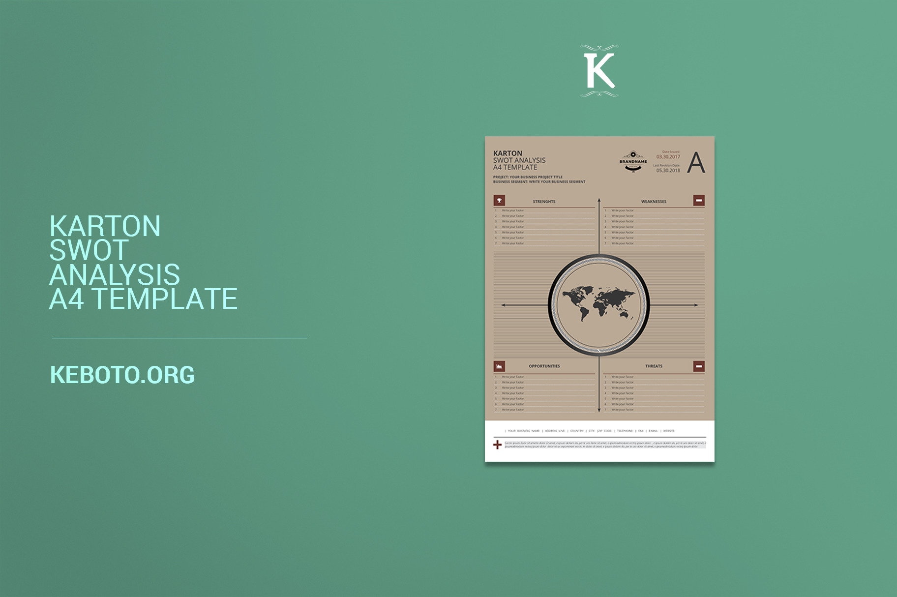 Karton SWOT Analysis A4 Template, a Templates & Theme by Keboto