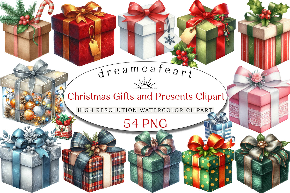 Christmas Gifts and Presents Clipart, an Illustration by DreamCafeArt (Photo 1 of 8)