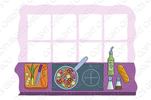 Cooking Vegetable Curry Chinese Food, a Food Illustration by Christos Georghiou