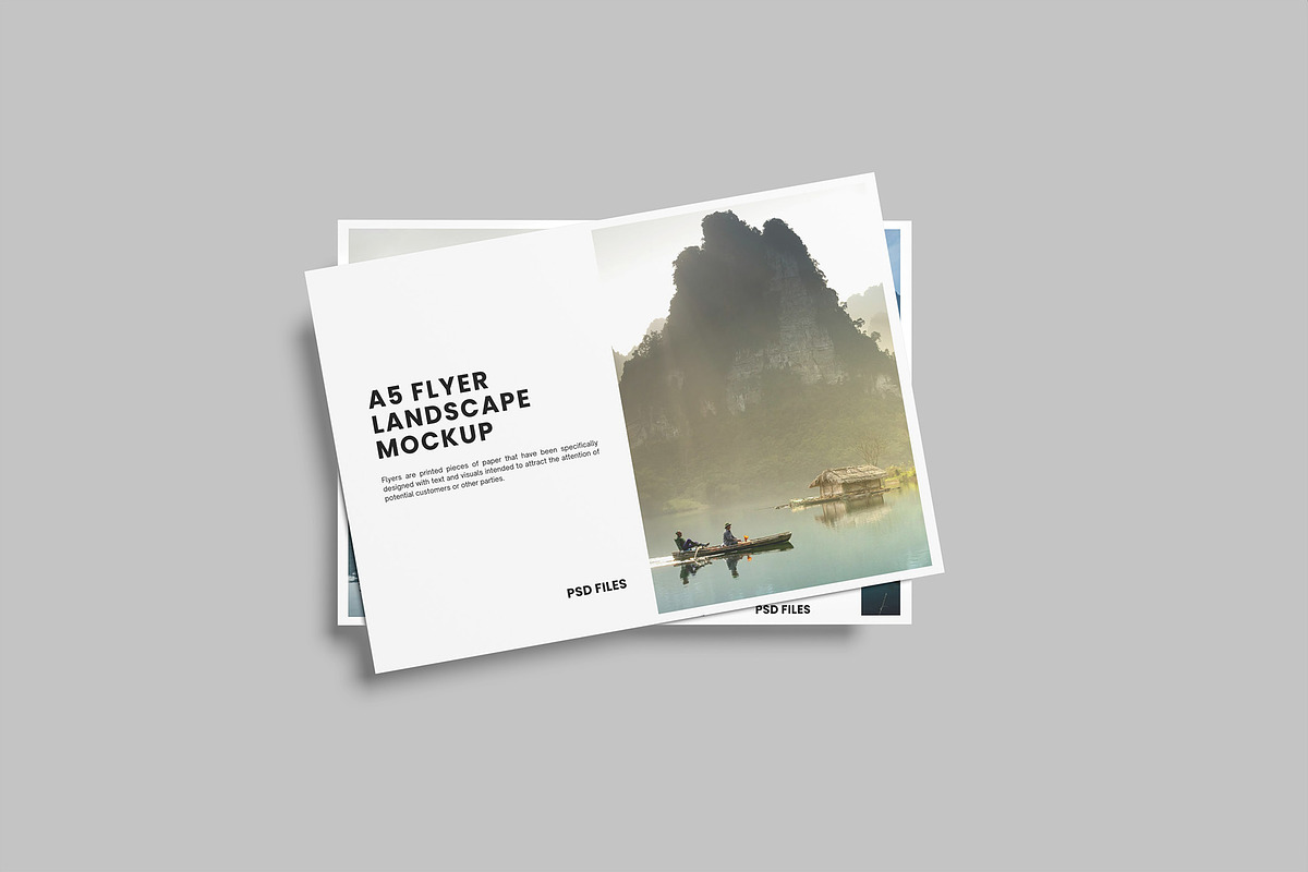 A5 Landscape Flyer Mockup, an Advertising Mockup by Graphiculon (Photo 3 of 11)
