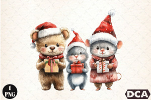 Christmas Teddy And Maus Design PNG, an Animal Illustration by DreamCafeArt