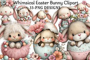 Whimsical Easter Bunny Clipart, an Illustration by Daily.Designs