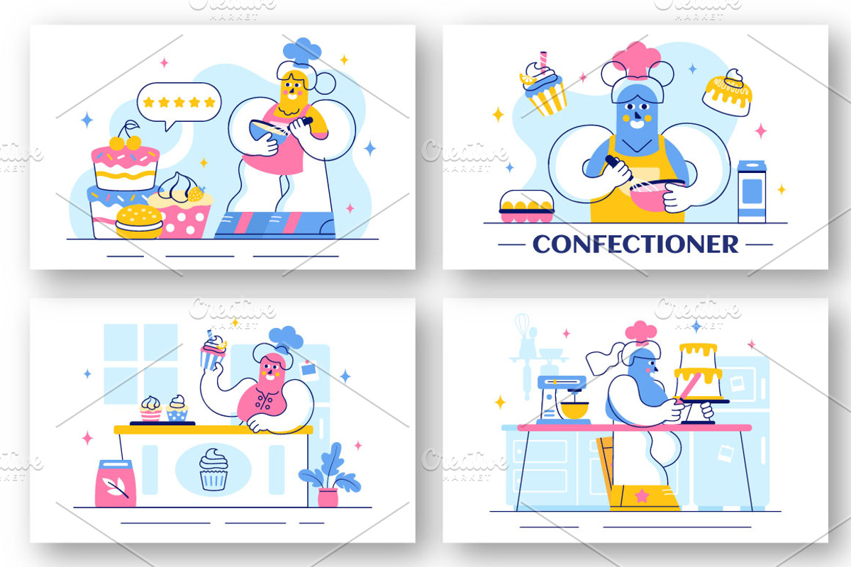 10 Confectioner Vector Illustration, a Person Illustration by denayunebgt (Photo 3 of 4)