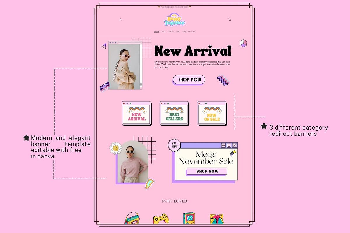 Aesthetic Pink Retro Shopify Theme, a Templates & Theme by DaisyStudio (Photo 5 of 10)
