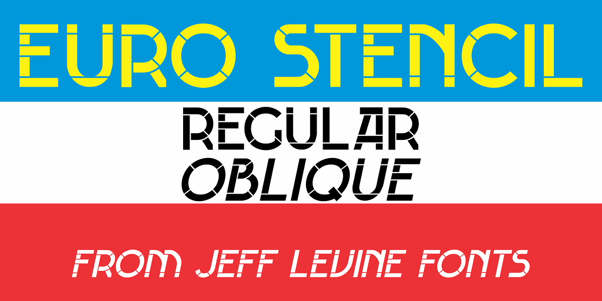 Euro Stencil JNL, a Font by Jeff Levine Fonts (Photo 1 of 5)